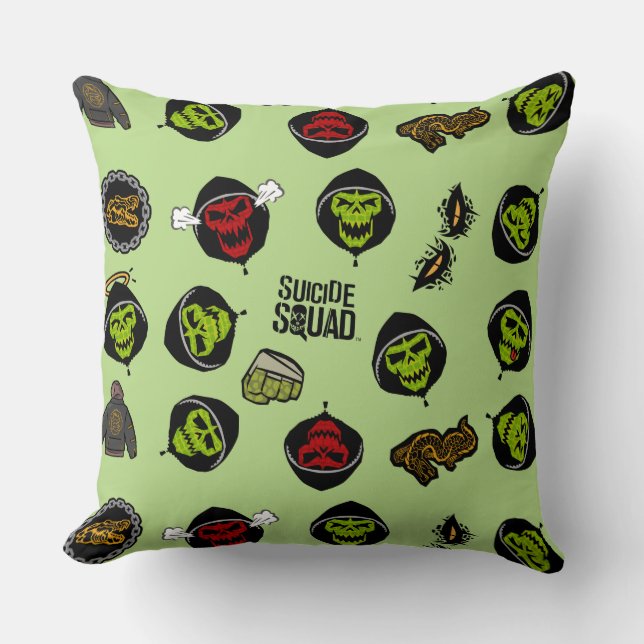 Suicide Squad | Killer Croc Emoji Pattern Cushion (Front)