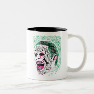 Suicide Squad   Laughing Joker Head Sketch Two-Tone Coffee Mug