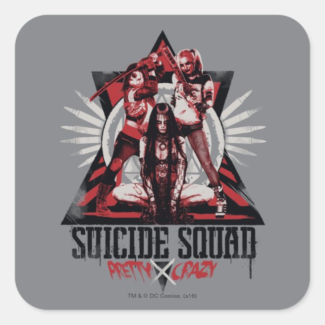 Suicide Squad | Pretty Crazy Squad Girls Square Sticker (Front)