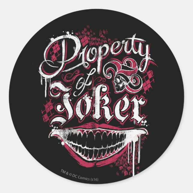 Suicide Squad | Property of Joker Classic Round Sticker (Front)