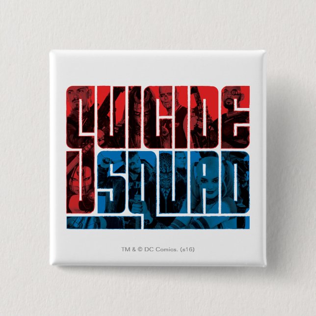 Suicide Squad | Red and Blue Logo 15 Cm Square Badge (Front)