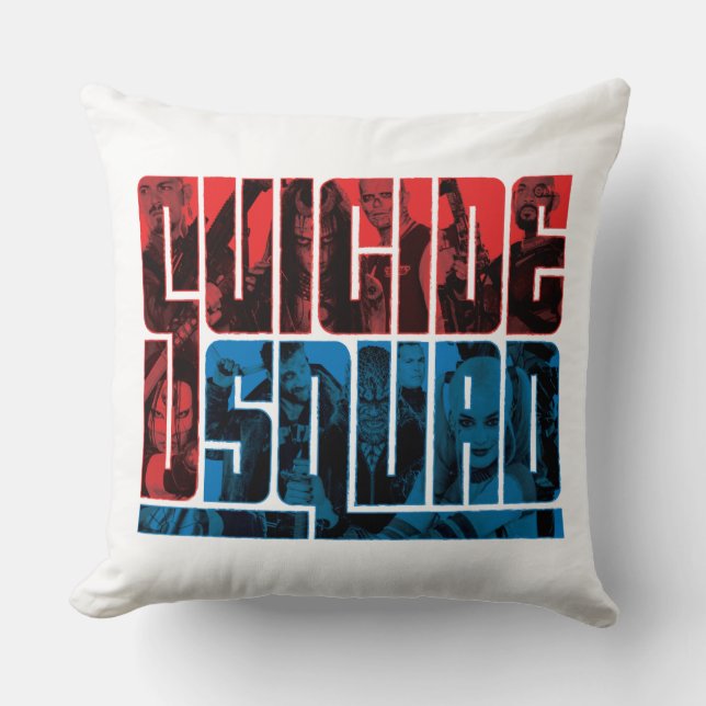 Suicide Squad | Red and Blue Logo Cushion (Front)