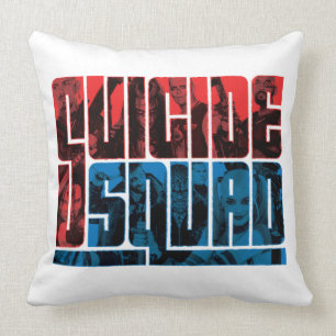 Suicide Squad   Red and Blue Logo Cushion
