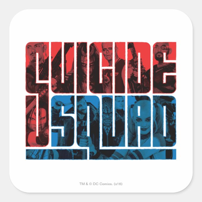 Suicide Squad | Red and Blue Logo Square Sticker (Front)
