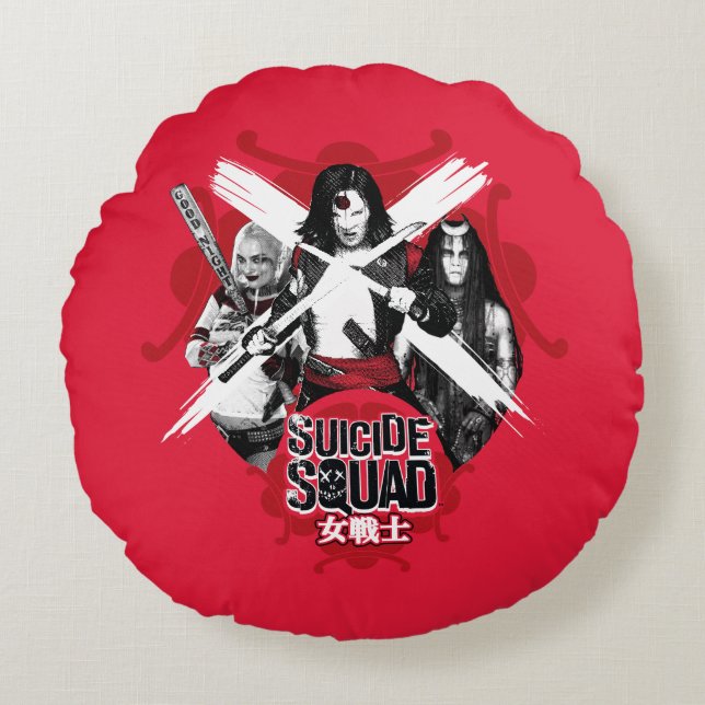 Suicide Squad | Squad Girls "Female Warrior" Round Cushion (Front)