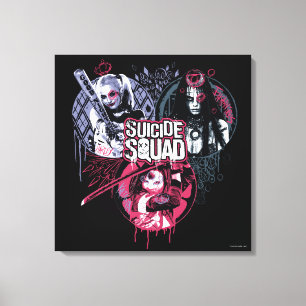 Suicide Squad Squad Girls Graffiti Badges Canvas Print