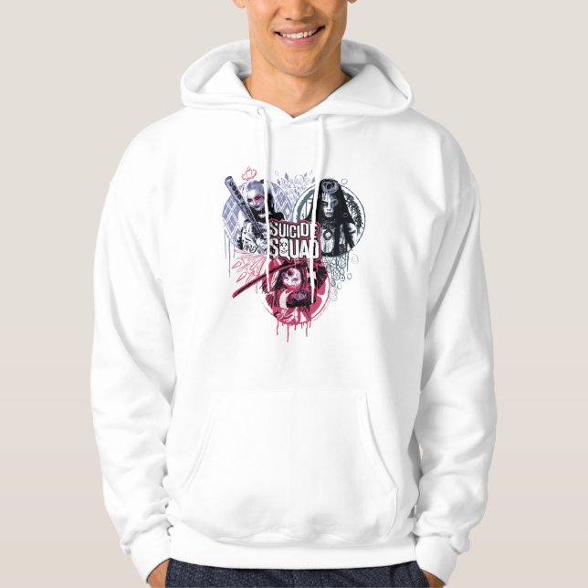 Suicide Squad | Squad Girls Graffiti Badges Hoodie (Front)