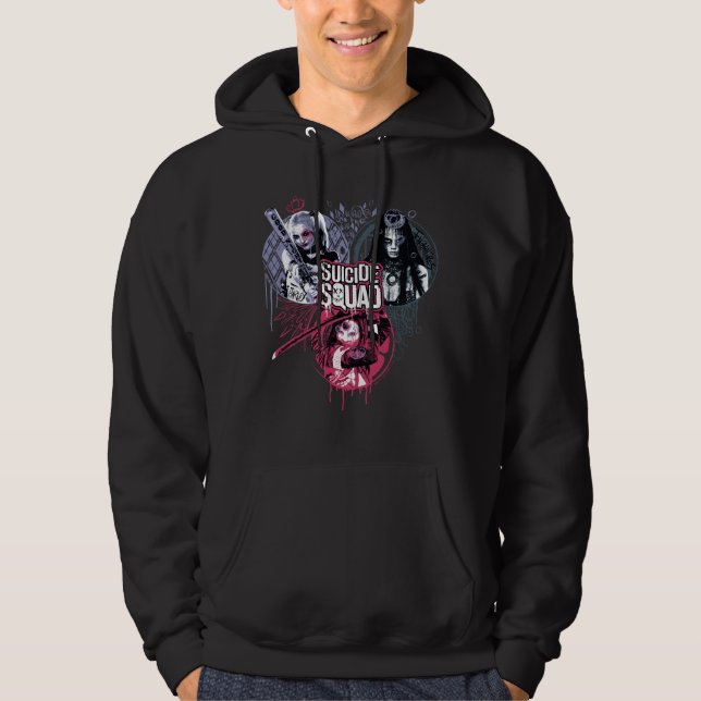 Suicide Squad | Squad Girls Graffiti Badges Hoodie (Front)