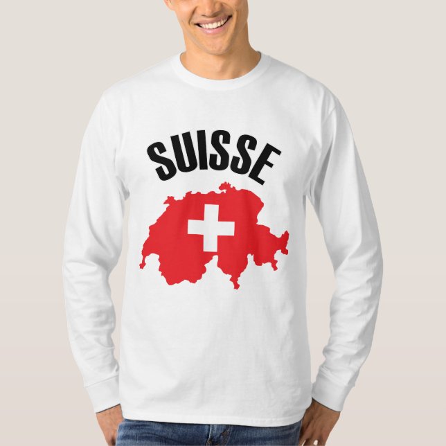 Suisse Switzerland Map Flag T-Shirt (Front)