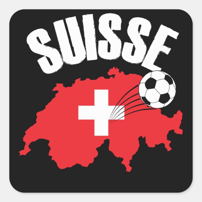 Suisse Switzerland Map Soccer Square Sticker (Front)