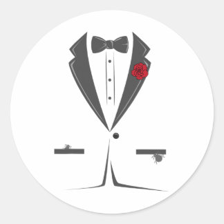 Suit And Tie Tuxedo Bowtie Costume Easy Halloween  Classic Round Sticker