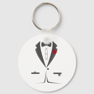 Suit And Tie Tuxedo Bowtie Costume Easy Halloween Key Ring