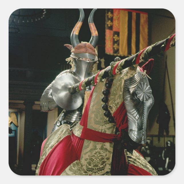 Suit of armour and matching horse armour square sticker (Front)