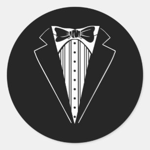Suit Print Bow Tie Tuxedo Vest Jackett Classic Round Sticker