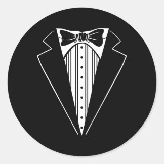 Suit Print Bow Tie Tuxedo Vest Jackett Classic Round Sticker