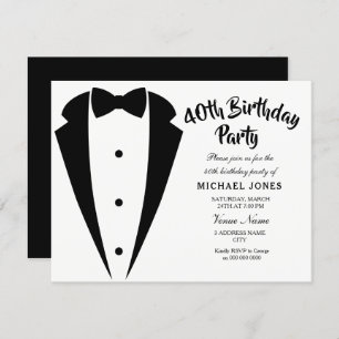 Suit & Tie mens 40th birthday party invitation