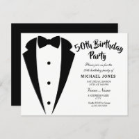 Suit & Tie mens 50th birthday party invitation