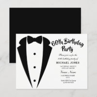 Suit & Tie mens 60th birthday party invitation