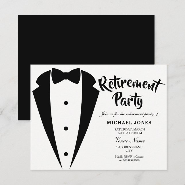 Suit & Tie Work Office Retirement Party Invite (Front/Back)