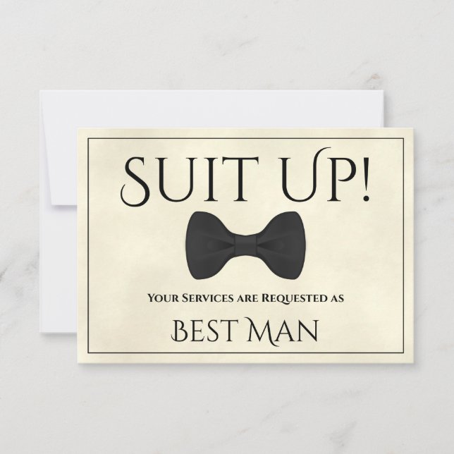 Suit Up Be My Best Man Marbled Ivory Card (Front)