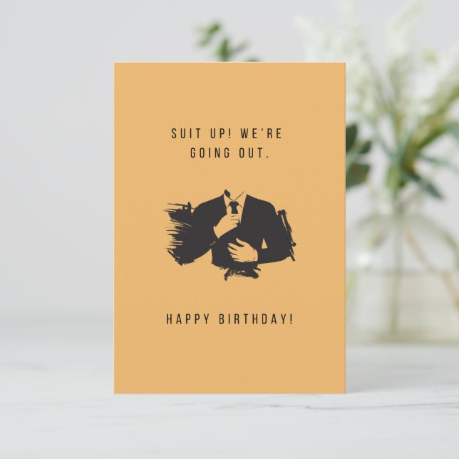 Suit Up Birthday Card (Standing Front)