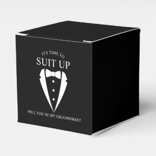 "SUIT UP" Black Tuxedo Suit Groomsman Proposal Favour Box