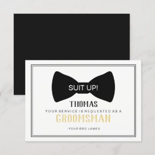 Suit Up Groomsman Card - Black Tie