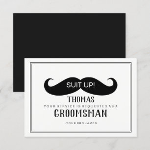 Suit Up Groomsman Card - Stache