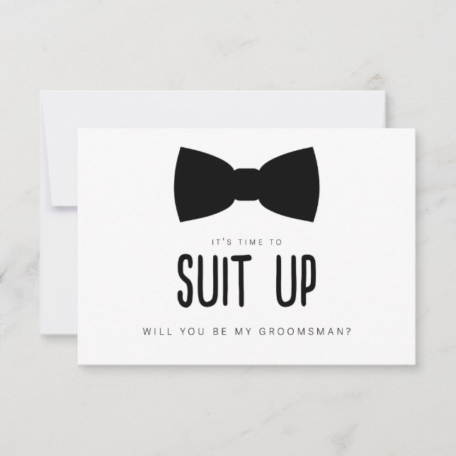 Suit Up Groomsman Proposal Card (Front)