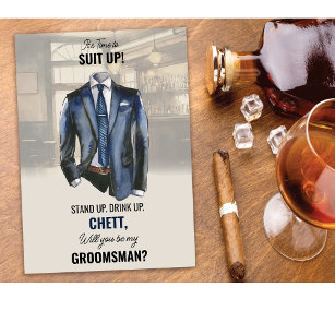 Suit Up Groomsman Proposal Request Card