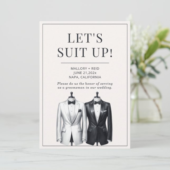 Suit Up Groomsman Usher Best Man Tuxedo Invitation (Standing Front)