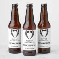 Suit Up Will You Be My Groomsman Beer Label