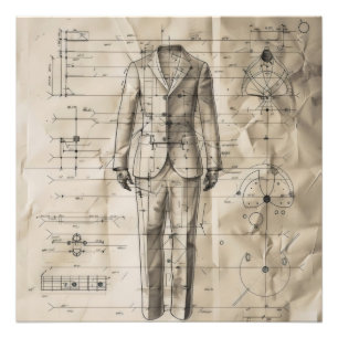 Suit Vintage Diagram Photo Print