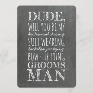 Suit Wearing Groomsman Funny Proposal Invitation