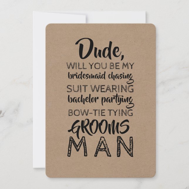 Suit Wearing Groomsman Funny Proposal Invitation (Front)