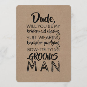Suit Wearing Groomsman Funny Proposal Invitation
