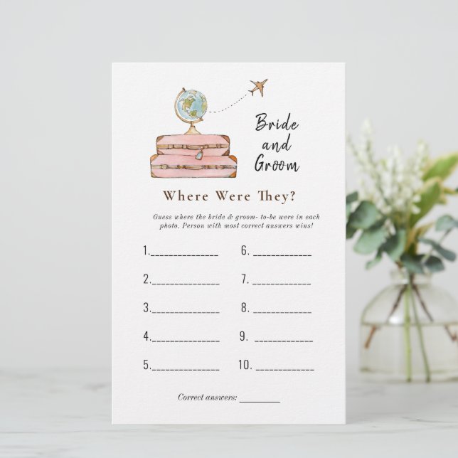 Suitcases  "Where were they" Bridal shower game (Standing Front)