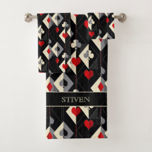 Suits of playing cards in poker. bath towel set