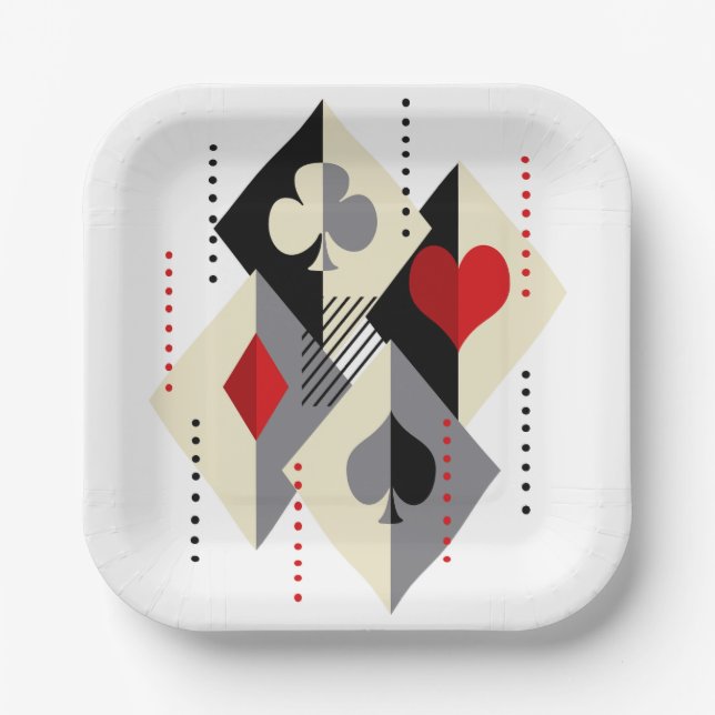 Suits of playing cards in poker.  paper plate (Front)