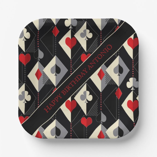 Suits of playing cards in poker.  paper plate (Front)
