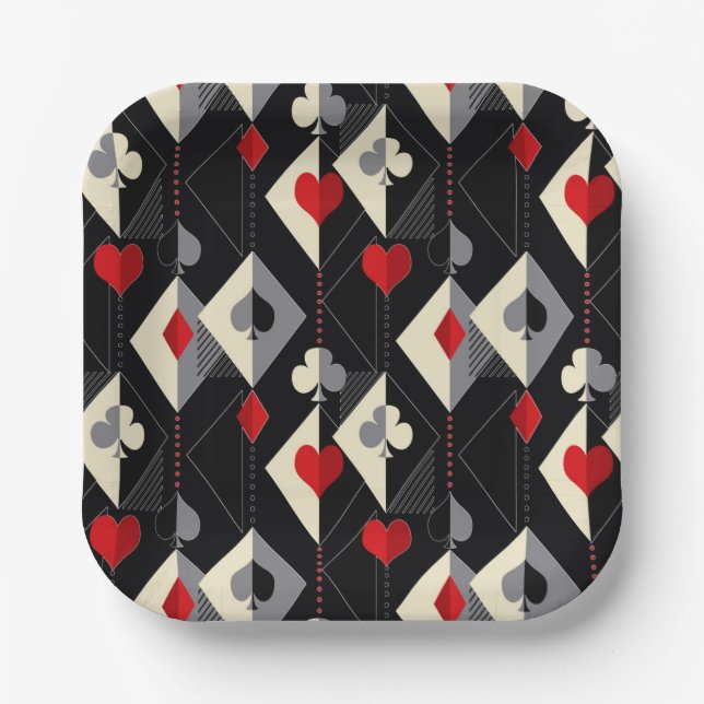 Suits of playing cards in poker.  paper plate (Front)