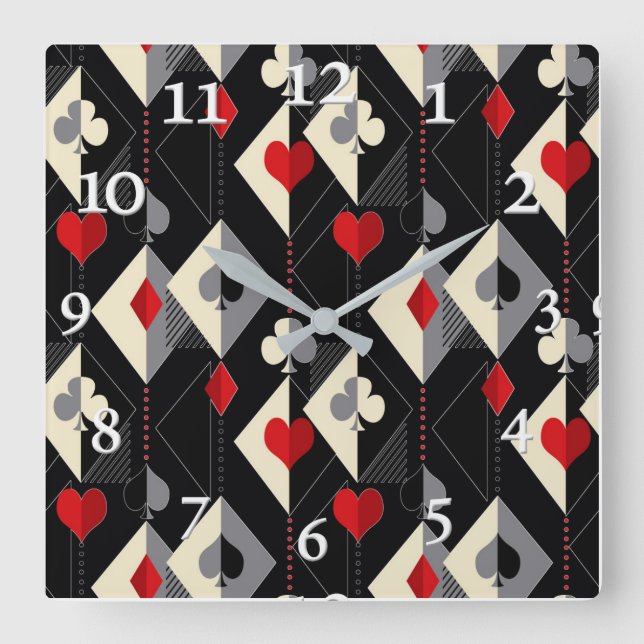Suits of playing cards in poker.  square wall clock (Front)