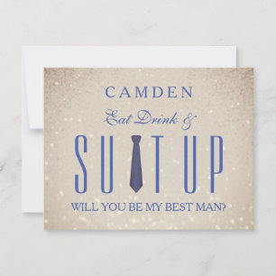Suitup Will you be my Bestman Glitter Invitation