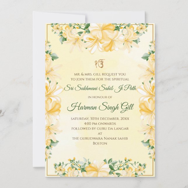 Sukhmani path invitation digital download (Front)