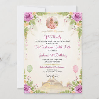 Sukhmani Sahib Path & 1st Birthday Photo Invite