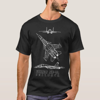 Sukhoi Su34 Russian Fighter Bomber Plane Blueprint T-Shirt