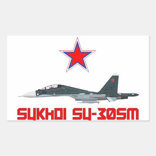 Sukhoi Su-30SM Russian Air Force VKS Rectangular Sticker (Front)