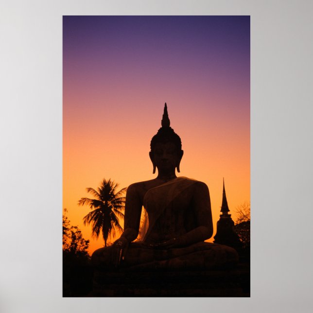 Sukhothai, Wat Mahathat At Sunset Poster (Front)