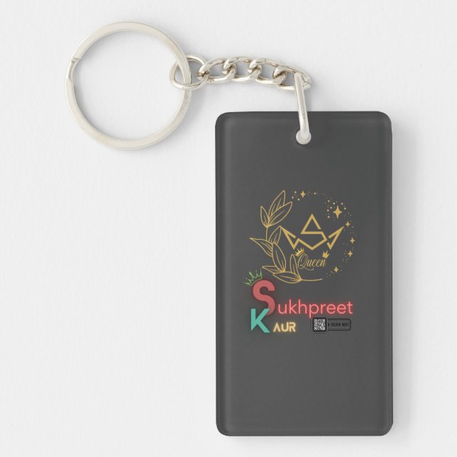 Sukhpreet Kaur" Keychain - Custom Name Design (Front)
