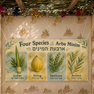Sukkah Decorations Lulav Arba Minim Sukkot Banner